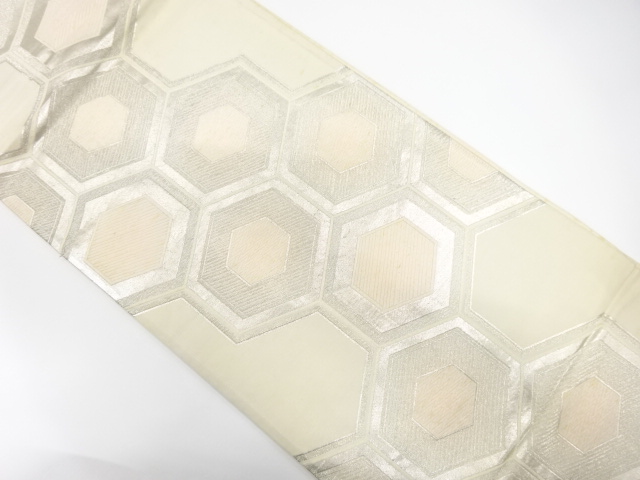 JAPANESE KIMONO / ANTIQUE FUKURO OBI / SILK / WOVEN KIKKO PATTERN